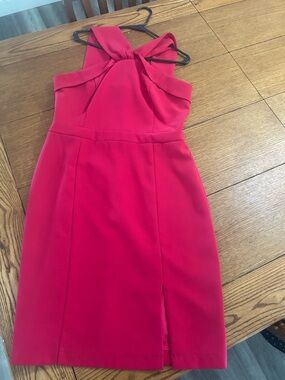 Adelyn Rae Fuchsia One-Shoulder Twist Sheath Dress